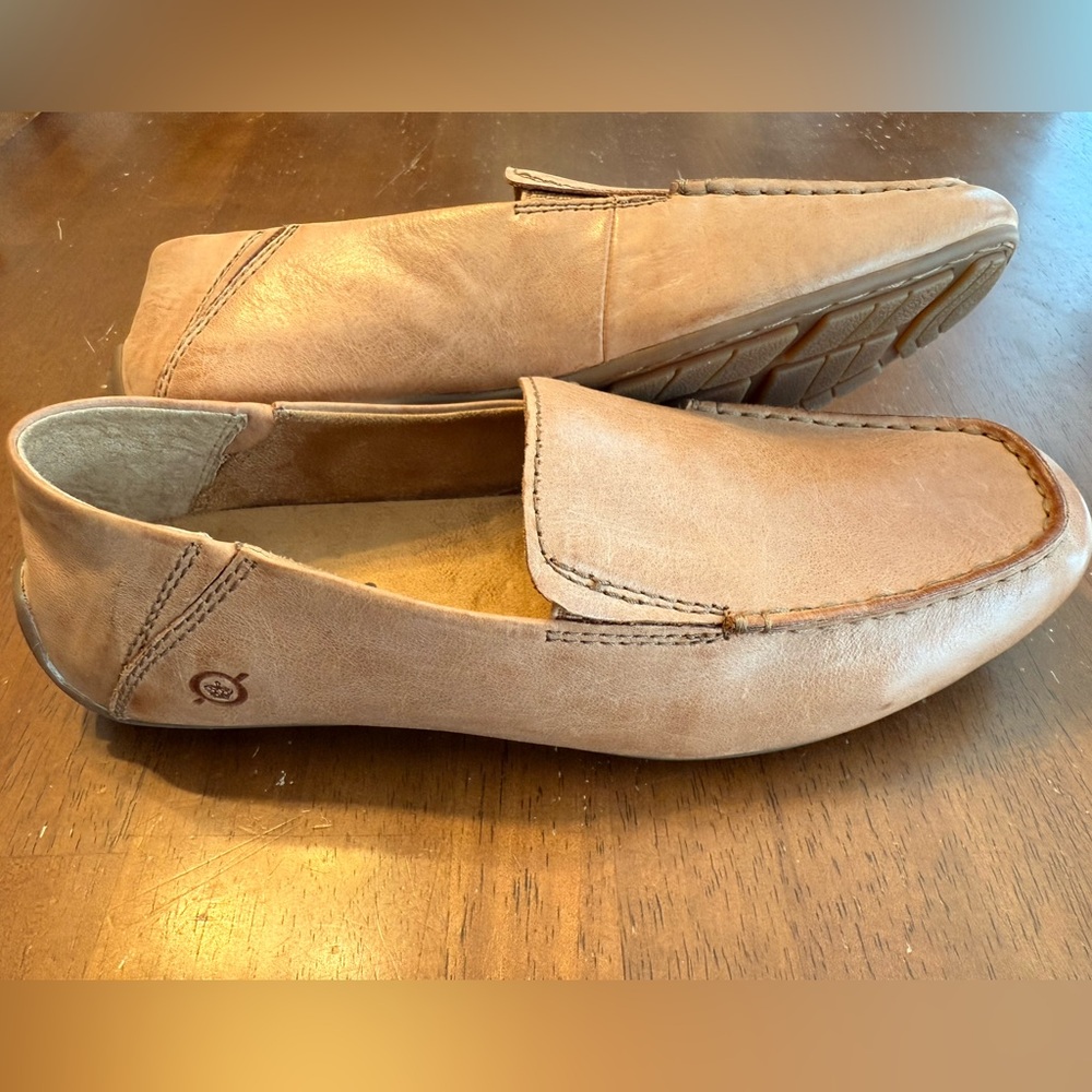 Tan Italian Leather Loafers Slip-ons in Brown Cognac Born Marcel Men’s 9